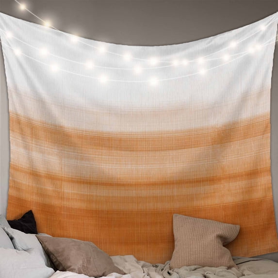 Orange White Ombre Large Tapestry for Bedroom Wall Hanging Tapestry,Farmhouse Retro Simple Striped Art Ceiling Backdrop Tapestries Poster Blanket Wall Decor for Teens Room Living Room Dorm 100" x 59"