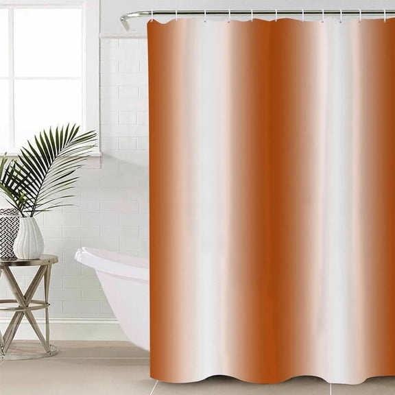 Orange White Ombre Shower Curtain Set, Waterproof Shower Curtains for Bathroom, Farmhouse Country Minimalist Art Washable Fabric Cloth Bath Curtain for Bathtub Decoration with Hooks 48x72 Inches