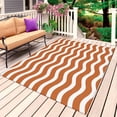thumbnail image 1 of Orange White Outdoor Rug 4x6 Ft, Non Slip Washable Area Rug, Modern Abstract Waves Water Ripple Striped Patio Rugs Carpet Runner, Large Floor Mat for Indoor/Outdoor Deck Porch Camping, 1 of 8