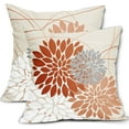 thumbnail image 1 of Orange White Pillow Covers 16x16 Inch Dahlia Flower Decorative Throw Pillows Modern Geometry Floral Outdoor Farmhouse Pillowcase Linen Square Cushion Case Decor for Home Sofa Couch Bed, Set of 2, 1 of 6