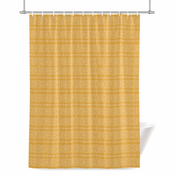 Orange White Pixels Shower Curtains for Bathroom, Modern Contemporary Abstract Boho Waterproof Fabric Shower Curtain for Bathroom Bathtub Decoration, Machine Washable 48"x72"