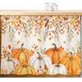 thumbnail image 1 of Orange White Pumpkin Fall Cabinet Curtains 28''x35'', Thanksgiving Weeping Leaves Sink Base Skirt for Bathroom Kitchen Under Desk, Laundry Privacy Drape Waterproof Closet Dishwasher Curtains, 1 of 9