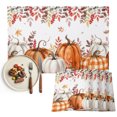 thumbnail image 1 of Orange White Pumpkins Placemats Set of 2, Thanksgiving Leaves Botanical Fall Washable Wipeable Table Mats for Dining Tables, Indoor Outdoor Kitchen Place Mats for Holiday Party Table Decor, 1 of 9