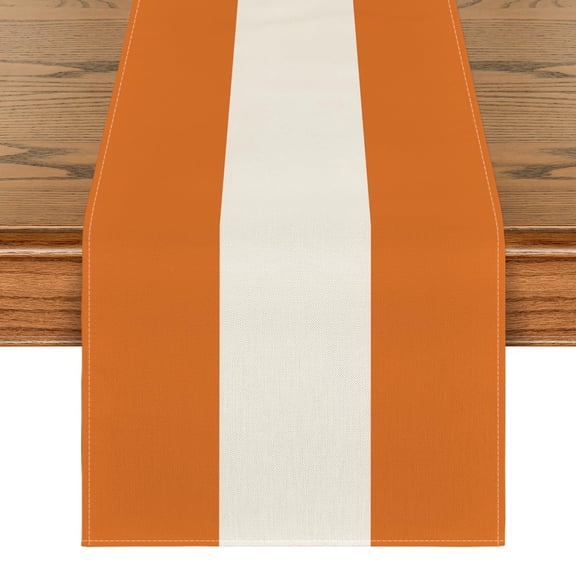 Orange White Stripes Fall Table Runner, Autumn Classic Modern Party Kitchen Dining Table Decoration for Home Decor 33*183cm