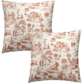thumbnail image 1 of Orange and White Throw Pillow Covers 18x18 Inch Pack of 2 Vintage Cottage Cushion Pillow Case Square Cotton Countryside Style French Country Pillowcase for Farmhouse Party Sofa Home Bedroom Outdoor, 1 of 6