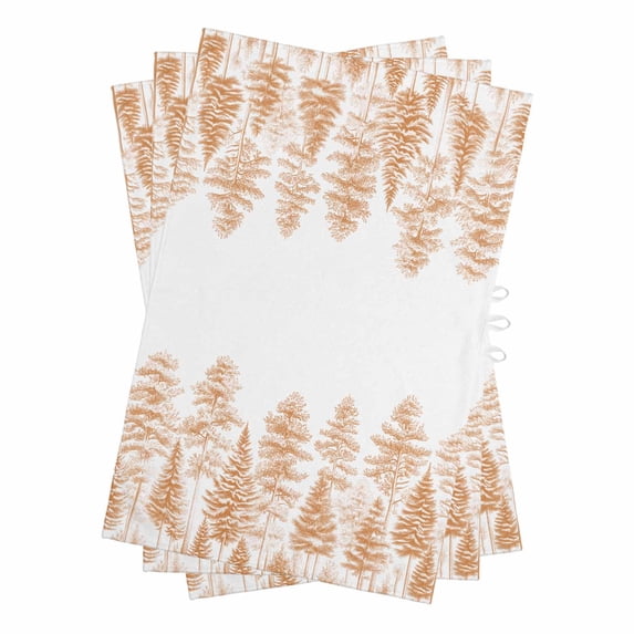 Orange White Tree Kitchen Towels Set of 3, Water Absorbent Dish Towel, Forest Nature Wild Botanical Plant Decorative Hand Towels - Quick Drying Cloth for Cooking Baking, 18x28 Inch
