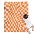 thumbnail image 1 of Orange and White Wavy Checkerboard Pattern Blanket,Comfortable Soft Flannel Throw Blanket,All Season,Warm Lightweight Blankets for Sofa Bed Couch Living Room Chair,30"x40", 1 of 4