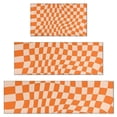 thumbnail image 1 of Orange and White Wavy Checkerboard Pattern Kitchen Rugs Sets Of 3,Kitchen Runner Rugs Non Skid Washable,Decorative Kitchen Floor Mats for Kitchen,Sink,Laundry,17"x30"+ 17"x47" + 17"x59", 1 of 6