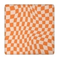 thumbnail image 1 of Orange and White Wavy Checkerboard Pattern Square Fitted Tablecloth with Elastic Edge,Square Table Cover,Washable Elastic Table Cover for Home Kitchen Party Decor 34"x34", 1 of 6