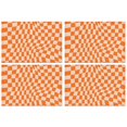 thumbnail image 1 of Orange and White Wavy Checkerboard Pattern Summer Placemats Table Placemats Set Of 4-Linen Kitchen Washable Placemats Table Mats 11.8"x17.7" Non-Slip Heat Resistant, 1 of 6