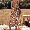 thumbnail image 1 of Orange White and Brown Circle Retro Pattern Sleeveless Dress womans clothing Beachwear, 1 of 6