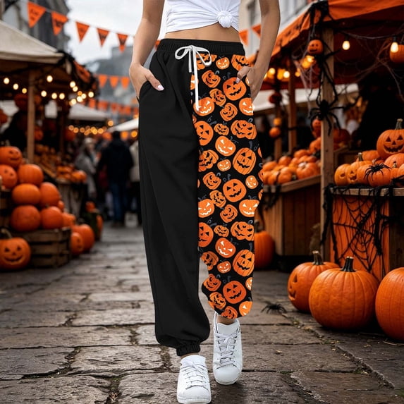 Orange Wide Leg Lounge Pants Baggy Funny Sweatpants Fall Lounge Joggers for Teen XL