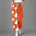 thumbnail image 1 of Orange Wide Leg Lounge Pants Print Drawstring Wide Leg Pj Bottoms Cute Funny Lounge Sleepwear S, 1 of 4