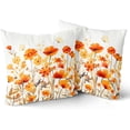 thumbnail image 1 of Orange Wildflowers Throw Pillow Covers Pack of 2 - Fall Season Flowers Watercolor Plants Pillows Cushion Covers for Couch Sofa Autumn Farmhouse Home Decor 20x20 Inch, 1 of 5