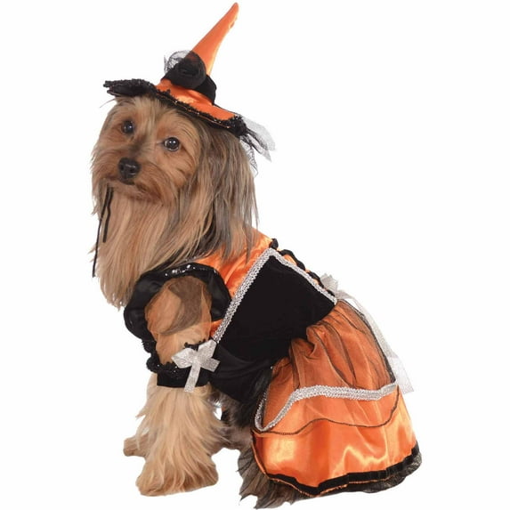 Orange Black Witch Warlock Dog Pet Costumes Size Medium 15"