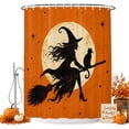 thumbnail image 1 of Orange Witch Halloween Shower Curtain Set - 72" x 78" Washable Bathtub Curtain with 12 Hooks, Moon Night Star Horror Waterproof Fabric Stall Shower Curtains for Bathroom/Bathtub Décor, 1 of 8