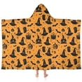thumbnail image 1 of Orange Witch Hat Halloween Pattern Hooded Bath Towel，60"x35" for Ages 3 To 12 Kids, Quick Dry Lightweight Soft Microfiber Hood Beach Towel Cover Up for Kids, 1 of 7