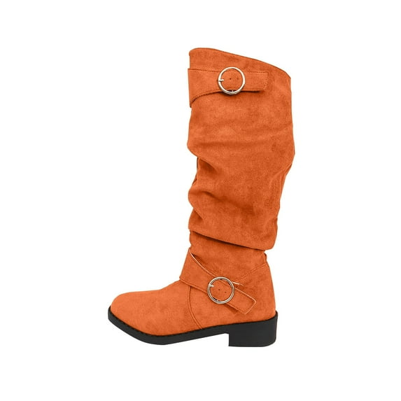 Orange Women'S Boots With Sturdy Sole And Lace-Up Front For Comfortable Seasonal Wear