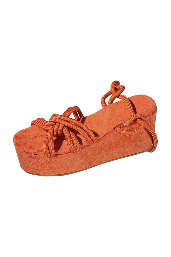Orange Women'S Casual Strap Sandals Open Toe Flat Thick Sole Footwear For Outdoor And Indoor Summer Wear Comfortable Strappy Design Size 38
