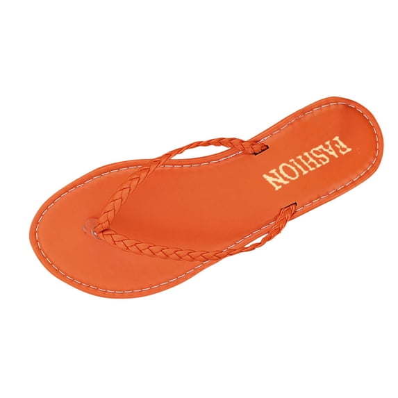 Orange Women'S Thong Sandals Open Toe Flat Heel Comfortable Slip On Design Suitable For Spring Summer Beach Outdoor Daily Walking And Relaxing Wear Size 40