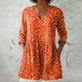 thumbnail image 1 of Orange Women Shirts, 2025 New Women'S Summer Printed Group Shirt Women'S Linen V Neck Casual Shirt,Women Shirts M, 1 of 4