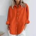 thumbnail image 1 of Orange Women Shirts, Womens Daily Casual Linen Shirts Long Sleeve Shirts Tops Casual Blouses Loose Fit Shirt,Women Shirts 5XL, 1 of 6