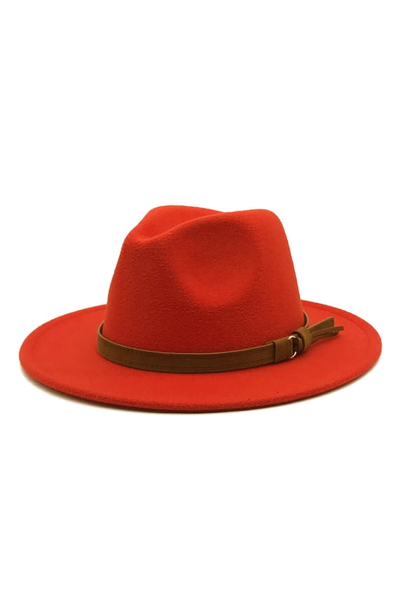 Orange Women's Berets, Windfall Men & Women Vintage Wide Brim Fedora Hat With Belt Buckle,Women's Accessories Berets
