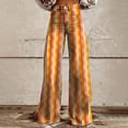 thumbnail image 1 of Orange Women's Casual Pants, Women'S Vintage Flower Print Casual Wide Leg Pants,Women's Casual Pants 3XL, 1 of 4