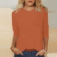 thumbnail image 1 of Orange Women's Long Sleeve T-shirt, Women'S Solid Color Round Neck Slim Seven Point Sleeve T Shirt Top,Women's Long sleeve T-shirt 5XL, 1 of 5