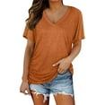 thumbnail image 1 of Orange Women's Short Sleeve T-shirt, Short Sleeves V Neck Plain Color Soft Loose Fitting Summer T Shirts Women,Women's Short sleeve T-shirt XS, 1 of 6