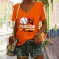 thumbnail image 1 of Orange Womens Blouses Women's Baseball Season Solid Color Sports Top V Neck Loose Short Sleeved Shirt Ladies Tops and Blouses, 1 of 6