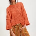 thumbnail image 1 of Orange Womens Fall Tops Womens Cropped Sweaters Oversized Cable Knit Crewneck Long Sleeve Pullover Trendy Casual Loose Sweater Tops Sweaters for Women, 1 of 5