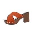 thumbnail image 1 of Orange Womens Solid Color Open Toe Heels, Cross Strap Thick Heel High Heel Shoes For Ladies, 1 of 3