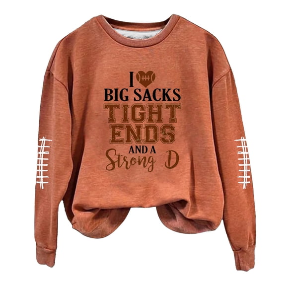 Orange Womens Sweatshirt Funny Football Shirts for Women Football Mom Sweatshirt Women's Crewneck Sweatshirt Fall Clothes for Women