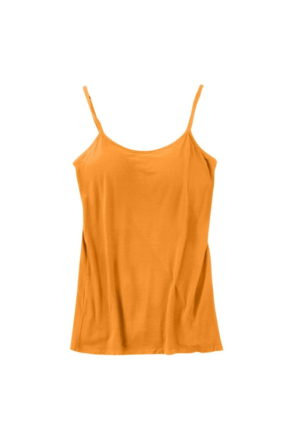 Orange Womens Tops Womens Cotton Camisole Adjustable Camisole with Frame Bra Stretch Undershirt Going Out Tops for Women