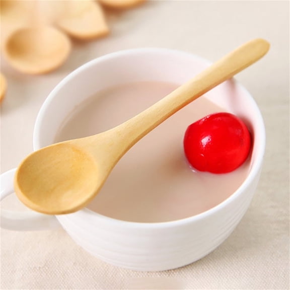 Orange Wooden Spoon - Multi-Purpose Teaspoon for Coffee, Sugar, Jam, Porridge, or DIY Crafts (14cm Length), 1 Pack
