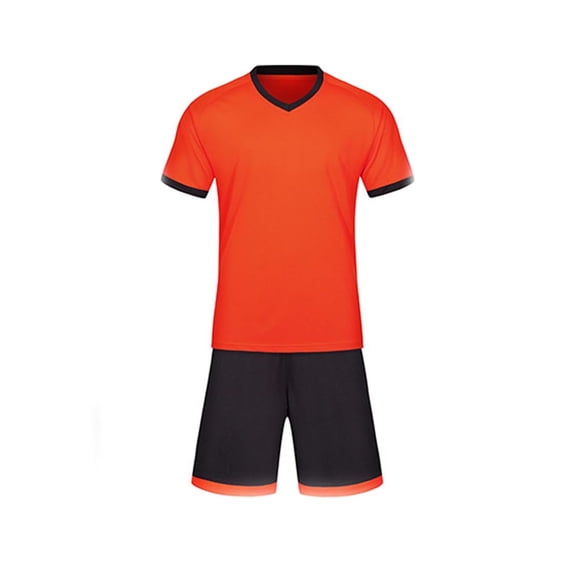 Orange Work Sport Gym Football Soccer Match Set for Kids Girl Boy Fall Summer Short Sleeve V Neck School Girl Costumes Cosplay Basic Top Tees Set Kid 2026 6 Years