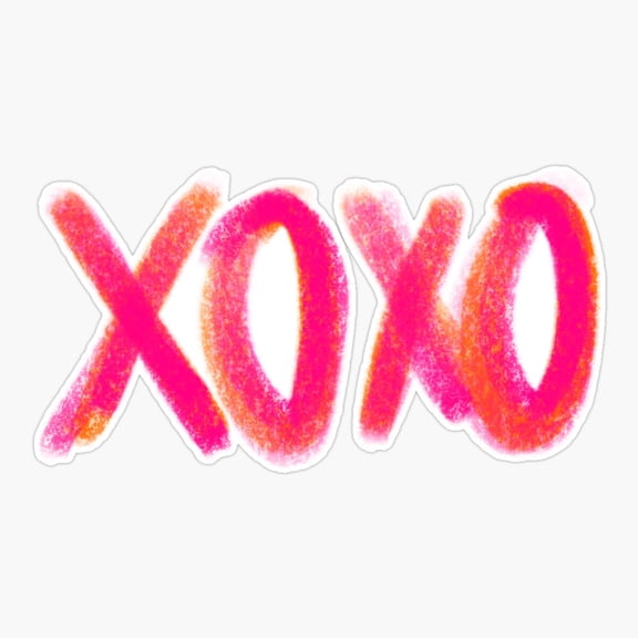 Orange Xoxo Heart Pattern Sticker