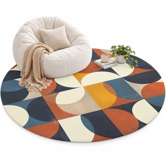 Orange Yellow Black Area Rug 5', Nordic Retro Medieval Soft Mat Non ...