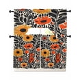 thumbnail image 1 of Orange Yellow Black Swag Curtains for Living Room/Bedroom Windows, Summer Leaf Botanical Tropical Kitchen Curtains and Valances Set 36 Inch Length, Light Filtering Swags Valance Curtain Panels, 1 of 5