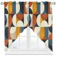 thumbnail image 1 of Orange Yellow Black Swag Valances for Windows 2 Pack Nordic Retro Medieval Geometric Abstract Swag Kitchen Curtains 45 Inches Long Rod Pocket Short Window Treatment for Kitchen Bathroom 36"x45", 1 of 8