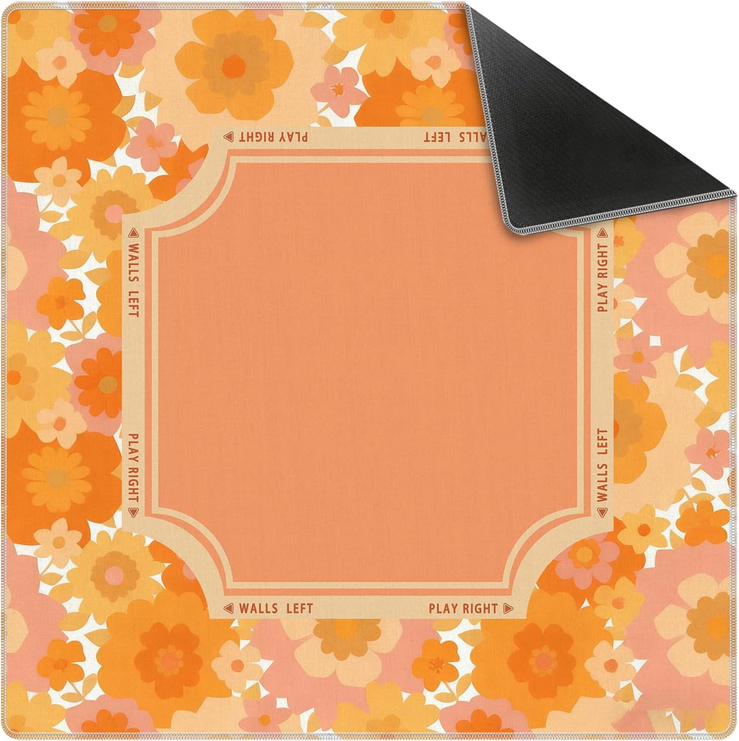 Orange and Yellow Boho Retro Floral Mahjong Mat 31.5x31.5 Inch, Non-Slip and Noise Reduction Mah Jong Table Mat Cover Gifts for Mahjong Lovers Poker Board Games Dominoes