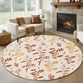 thumbnail image 1 of Orange Yellow Botanical Round Area Rug 5Ft Washable Circle Rugs for Living Room Bedroom, Rustic Country Spring Floral Summer Leaf Non-Slip Carpet Floor Mats Indoor Outdoor Carpet Runner Home Decor, 1 of 8