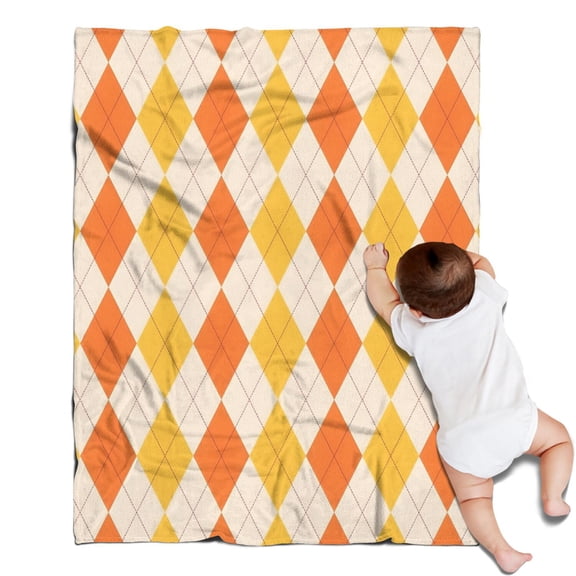 Orange Yellow Checkerboard Checkered Pattern Blanket,Comfortable Soft Flannel Throw Blanket,All Season,Warm Lightweight Blankets for Sofa Bed Couch Living Room Chair,30"x40"