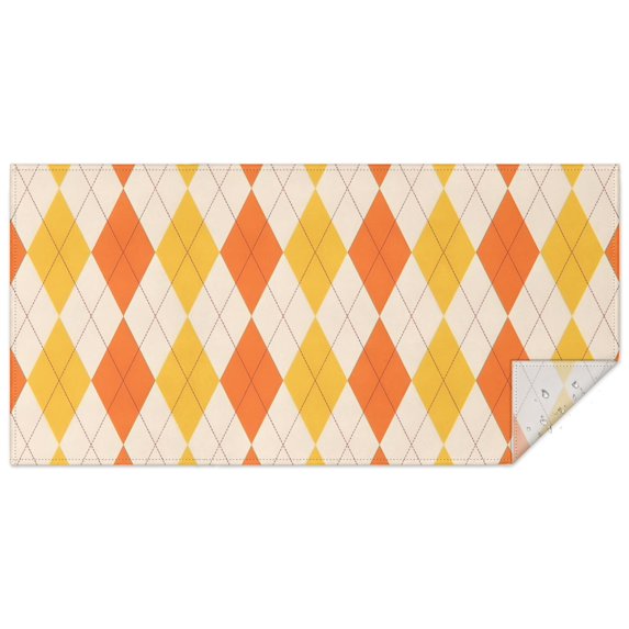 Orange Yellow Checkerboard Checkered Pattern Rectangle Tablecloth 60"x120",Waterproof Polyester Rectangle Table Cloth, Wipeable Spillproof Polyester Tablecloth for Dining, Camping, Indoor and Outdoor
