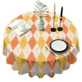 thumbnail image 1 of Orange Yellow Checkerboard Checkered Pattern Round Tablecloth 60"x60",Wrinkle Wipeable Table Cloth for Kitchen Dining Room Picnic Patio Party, 1 of 6