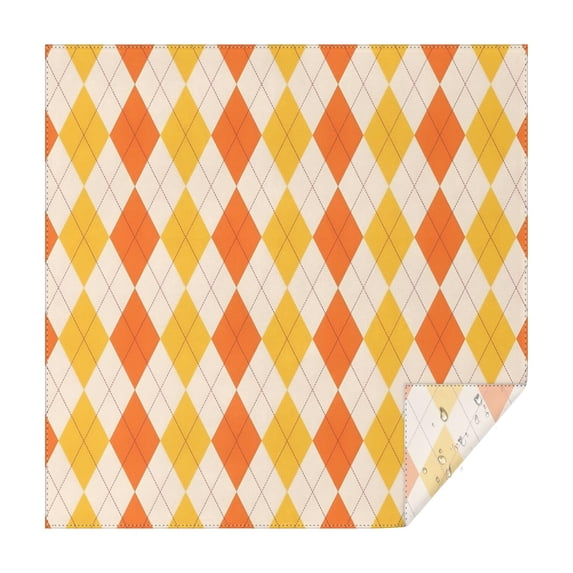 Orange Yellow Checkerboard Checkered Pattern Square Tablecloth,Waterproof Square Table Cover,Wipeable Spillproof Washable Table Cover for Home Kitchen Party Decor 52"x52"(132x132cm)