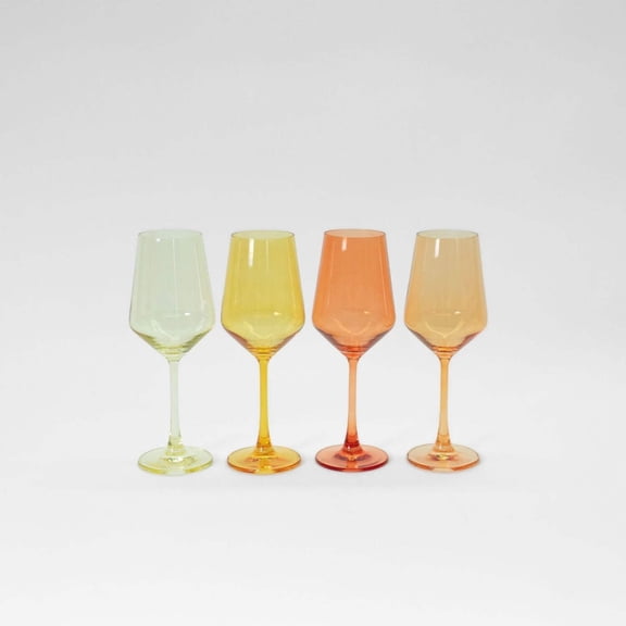 Orange & Yellow Colored Wine Glass Ombre Set of 4 (12 oz) - Sugar & Spice Collection from GlassHauseCo