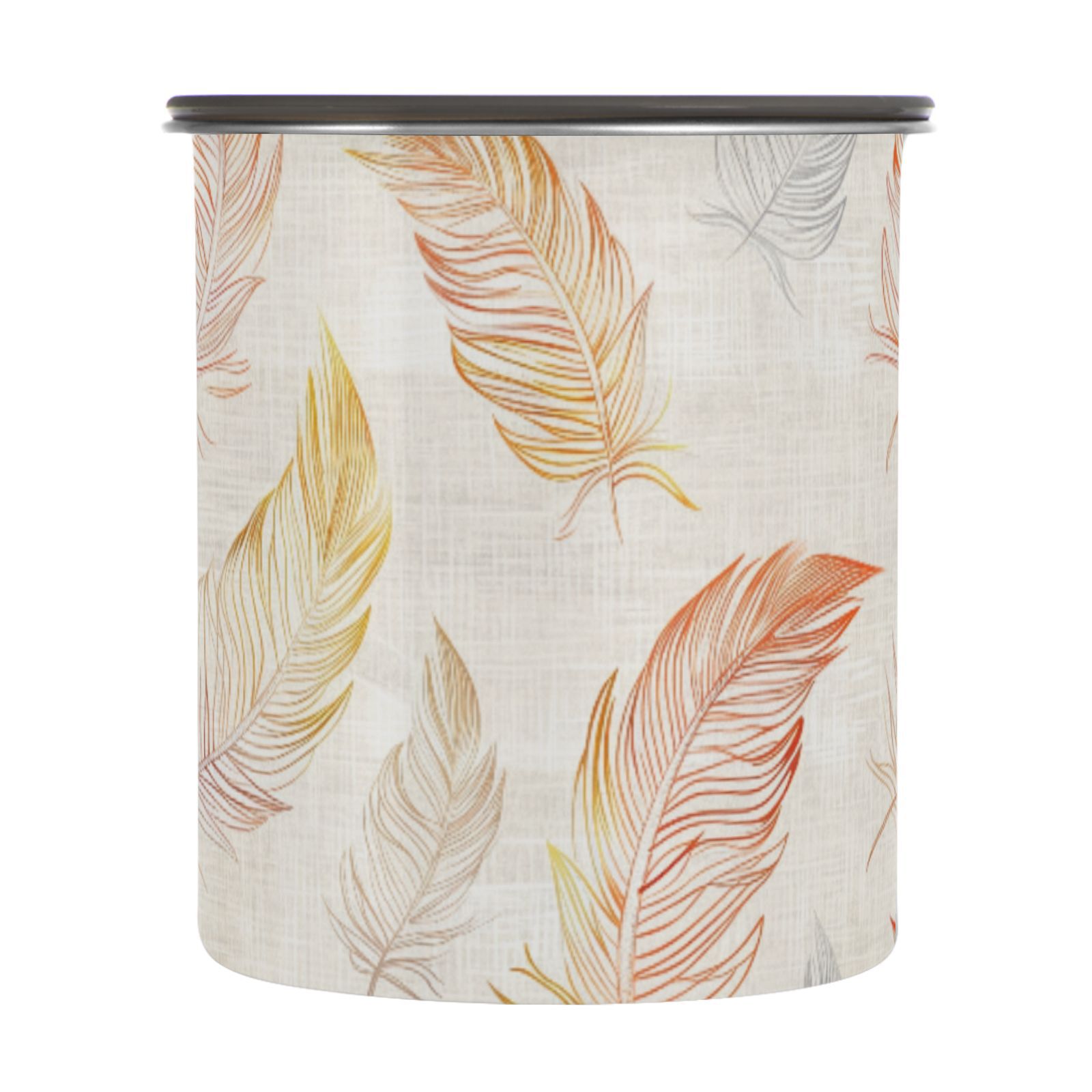 Orange & Yellow Feather Airtight Coffee Bean Canister 30oz Food Storage Containers with Lids For Gournd, Tea, Sugar, Flour, Rice, Cereal, Candy Cookie Jar
