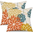 thumbnail image 1 of Orange and Yellow Floral Pillow Covers 18x18 Set of 2 Fall Outdoor Waterproof Decorative Throw Pillows Summer Pillowcovers Polyester Cushion Case Decor for Couch Patio Funiture Garden Porch 01Q18, 1 of 6